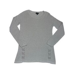 A.N.A. Sparkly Long Sleeve Crew Neck Sweater Cream Women’s Size L Lace Up Sides